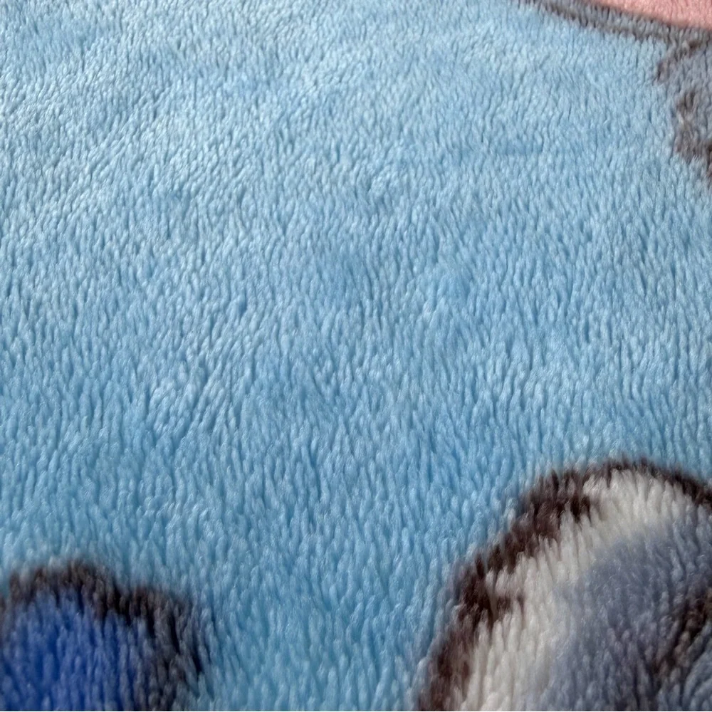 Vintage Deer Bunny Butterfly Flowers Plush Minky Blanket Blue 42x54 GUC